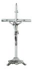 Crucifixo De Mesa Em Metal Jesus Na Cruz Prateado 22cm