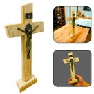 Crucifixo de Parede e Mesa Medalha de São Bento MDF em Tirol 27 cm