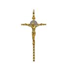 Crucifixo De Parede Metal Cruz Dourada 21cm