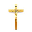 Crucifixo De Parede São Bento Madeira Clara 23 Cm