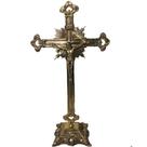 Crucifixo Mesa Altar Em Bronze Todo Trabalhado Artesanal