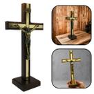 Crucifixo Mesa e Parede Espelhado Madeira 25 cm Crucifixo Mesa e Parede Espelhado Madeira 25 cm
