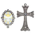 Crucifixo Para Terço de Noiva Relicario Pomba Divino Espirito Peças para Montar Terços Catolicos Casamento Artesanato