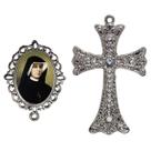 Crucifixo Para Terço de Noiva Relicario Santa Faustina Peças para Montar Terços Catolicos Casamento Artesanato