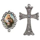 Crucifixo Para Terço de Noiva Relicario Santo Antonio Peças para Montar Terços Catolicos Casamento Artesanato