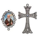 Crucifixo Para Terço de Noiva Relicario São Bento Peças para Montar Terços Catolicos Casamento Artesanato