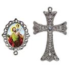 Crucifixo Para Terço de Noiva Relicario São Cristovão Peças para Montar Terços Catolicos Casamento Artesanato