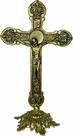 Cruz/crucifixo Metal De Mesa Com Cristo Dourado 30x15,5cm