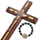 Cruz de parede Asterom St Benedict Crucifix 30cm de madeira feita à mão