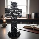 Cruz Pai Nosso de Mesa - Escultura Religiosa Luxo 24cm com Design Exclusivo Cruz Pai Nosso de Mesa - Escultura Religiosa Luxo 24cm com Design Exclusivo