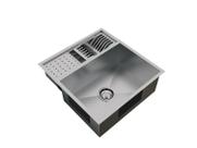 Cuba 50x35cm Com Calha Úmida Integrada Completa Inox 304 Escovado Com Válvula Cuba 50x35cm Com Calha Úmida Integrada Completa Inox 304 Escovado Com Válvula