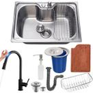 Cuba 50x40 inox304 + torneira touch e kit c/ tábua e lixeira