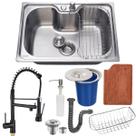Cuba 50x40cm aço inox304 com torneira black tábua e lixeira