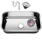 Cuba Aço Inox American Steel N1-17 Extra Funda Polida 47x30x17 + Sifão + Válvula