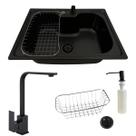 Cuba aço inox black 50x40 e torneira slim monocomando preta