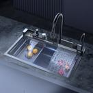 Cuba Cascata Pia Com Torneira Lavador De Copos Completa Acessórios Aço Inox 304 Cozinha Gourmet Cor Preto 75*45cm