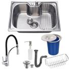 Cuba cozinha 50x40 inox304 com torneira e lixeira de embutir