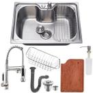 Cuba cozinha 50x40cm aço inox 304 + torneira gourmet e tábua