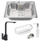 Cuba cozinha 60x42cm inox 304 com torneira monocomando black