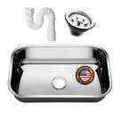 Cuba Cozinha Aço Inox 304 56x34x17 American Steel + Valvula + Sifão