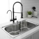 Cuba cozinha aço inox 60x42cm com torneira black para filtro