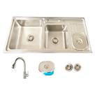 Cuba Cozinha Dupla Pro Inox 304 e Torneira Clean Escovada