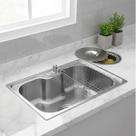 Cuba cozinha gourmet 60x42cm inox escovado + kit com lixeira