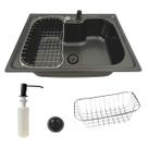 Cuba cozinha gourmet 60x42cm inox preta + kit de acessórios