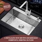 Cuba Cozinha Gourmet 60x45cm Luxo Inox 304 Com Acessórios Cesto Dosador Sabão Válvula