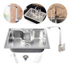 Cuba Cozinha Gourmet Aço Inox 60x42 Cm + Torneira Slim L