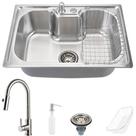 Cuba Cozinha pia inox Com Acessórios Carajás Torneira gourmet extensível escovado Muru Prata