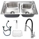 Cuba Cozinha Prata Gourmet Quadrada Acessórios Pia Aço Inox + Torneira Monocomando Flexível Silicone