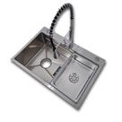 Cuba de aco inox 201, medida 680x460x220mm, espessura 0.8mm, acabamento escovado, com acessorios para sua instalacao e p