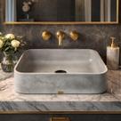 Cuba de Apoio Sobrepor Concreto Retangular 50x35 Grande Rustica Industrial Cinza Lavabo
