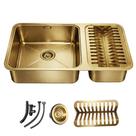 Cuba de Cozinha Pia Gourmet 64x40 com Calha Úmida Completa Inox 304 Dourada Escovada Brinovar