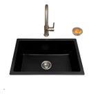 Cuba de Quartzo 550x450x200mm Preta com sifao e valvula (R)