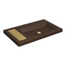 Cuba de Sobrepor Lavatório Retangular com Mesa e Saboneteira Grelha 80X47,5cm Marrom Fosco Gold - L.1044.GL.22