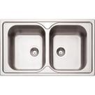 Cuba de Sobrepor Tramontina Marea 2C 34 em Aço Inox Acetinado e Válvula 86 x 50 cm com 2 Cubas