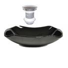 Cuba de vidro abaulada 45cm preto + valvula click