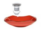 Cuba de vidro abaulada 45cm vermelho ferrari + valvula click