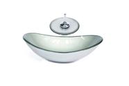 Cuba de vidro oval 47cm prata + valvula + torneira cascata