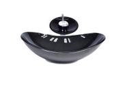 Cuba de vidro oval 47cm preta + valvula + torneira cascata