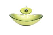 Cuba de vidro oval 55cm verde oliva + valvula + torneira cascata
