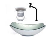 Cuba de vidro oval chanfrada 46cm prata + valvula + torneira metal preta Cuba de vidro oval chanfrada 46cm prata + valvula + torneira metal preta