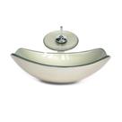 Cuba de vidro oval chanfrada 51cm champanhe + valvula + torneira cascata Cuba de vidro oval chanfrada 51cm champanhe + valvula + torneira cascata