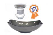 Cuba de vidro oval chanfrada 51cm grafite + valvula click