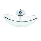 Cuba de vidro oval chanfrada 51cm jateado + valvula + torneira cascata Cuba de vidro oval chanfrada 51cm jateado + valvula + torneira cascata