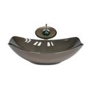 Cuba de vidro oval chanfrada 51cm marrom + valvula + torneira cascata