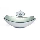 Cuba de vidro oval chanfrada 51cm prata + valvula + torneira cascata