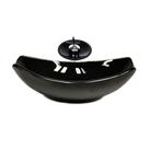 Cuba de vidro oval chanfrada 51cm preta + valvula + torneira cascata